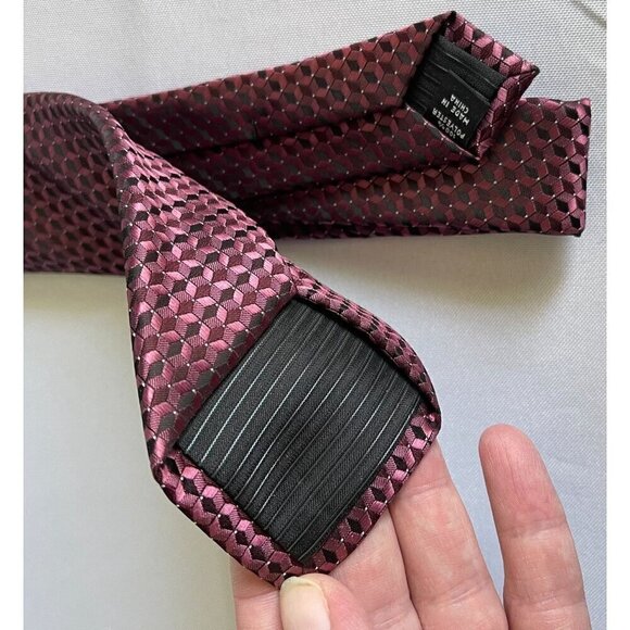 AlfaTech by Alfani Mens Wine/Black Geometric Neck Tie NEW - Picture 11 of 13